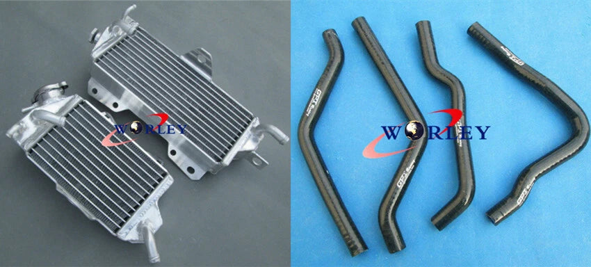 Aluminum Radiator with Black Hoses for Kawasaki KX125 (1990–1991)