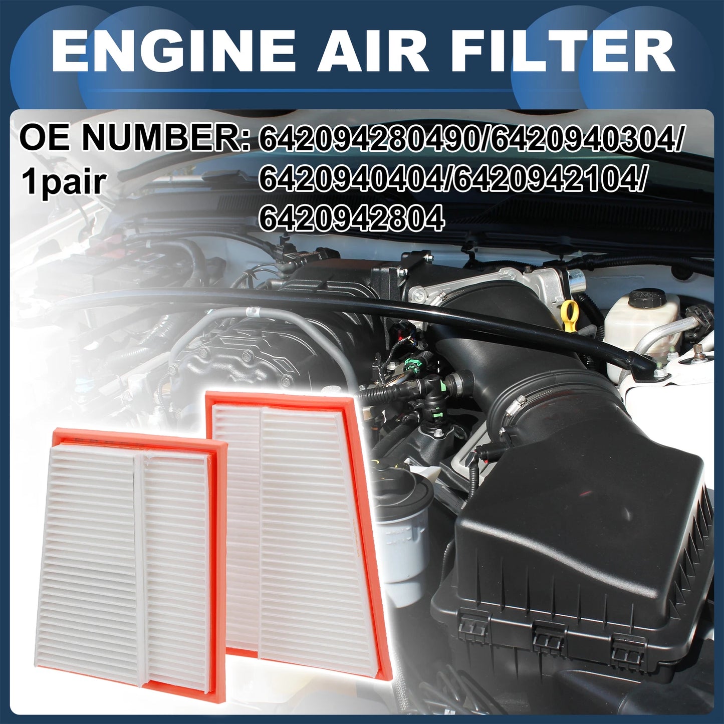 Set of 2 Engine Air Filters No.642094280490 for Mercedes-Benz CLS500 (2006–2011)
