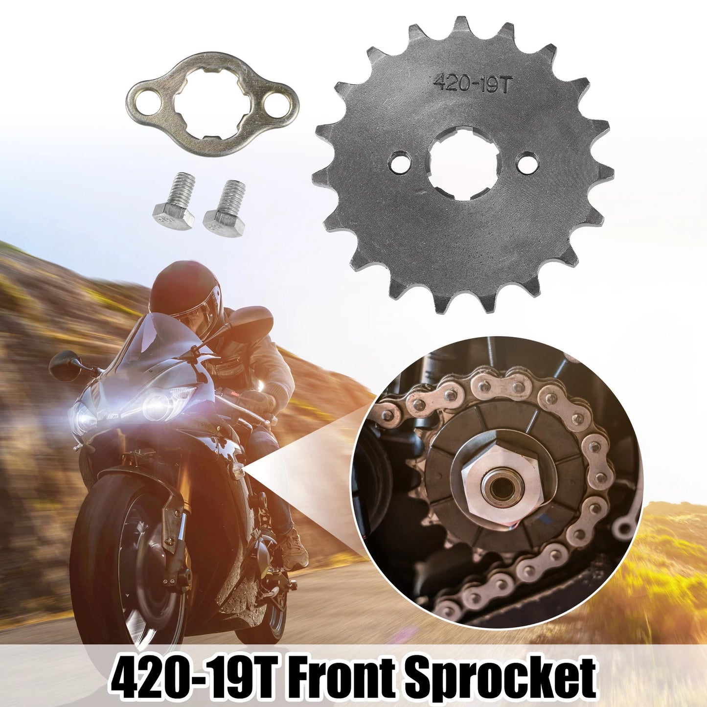 Set of 1 Front Engine Sprocket 420 19T 20mm for Dirt Bike Mini Bike