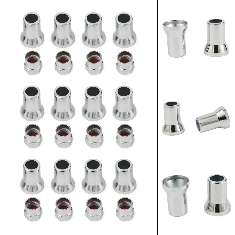 Valve Stem Hex Cap+Sleeve Cover Chrome Car Truck Tire Wheel Tyre