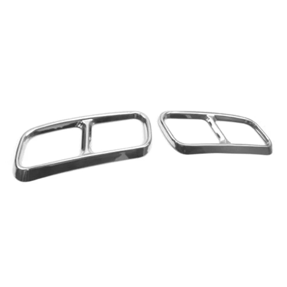 Silver Rear Exhaust Muffler Tail Pipe Covers for Audi Q7 (2016-2019)