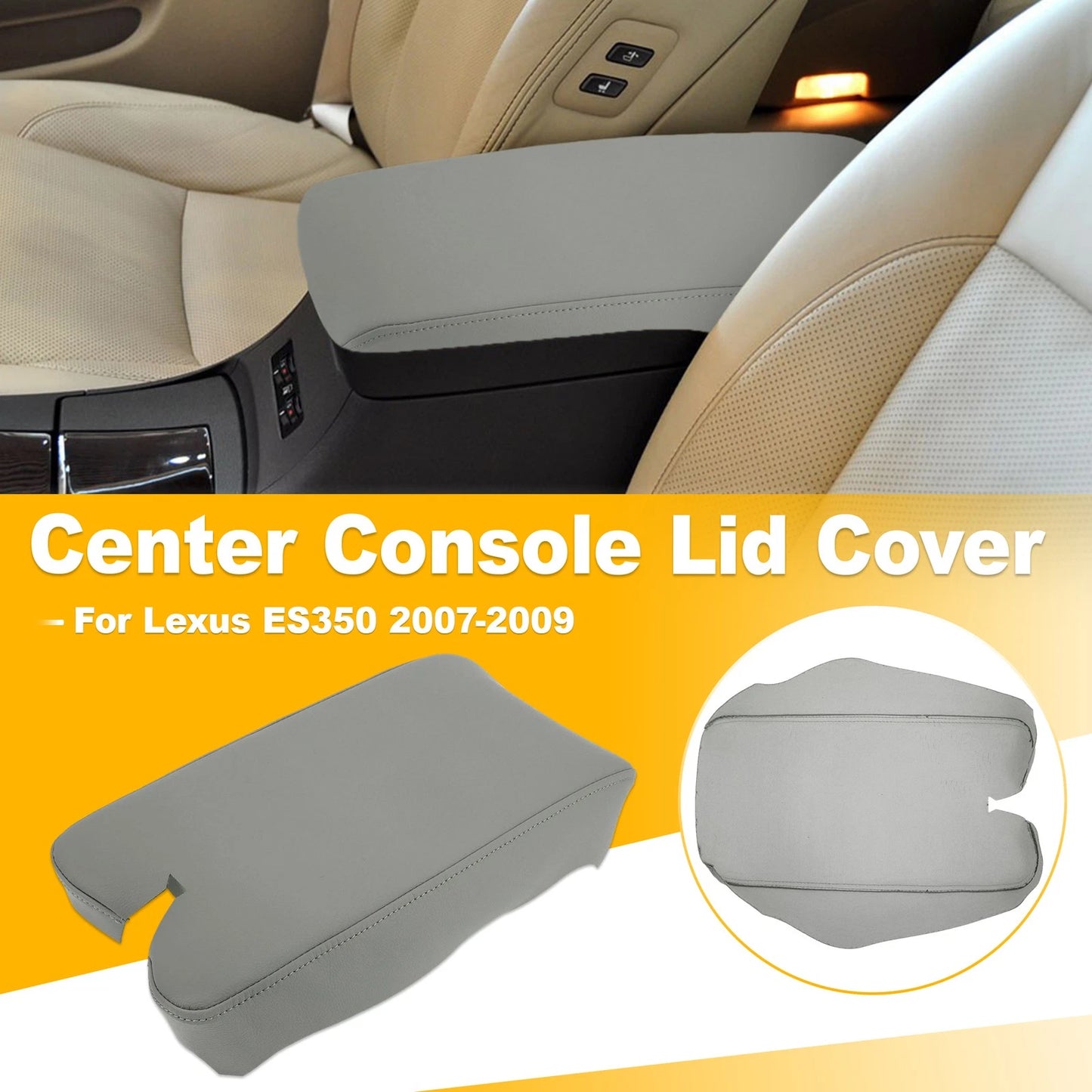 Leather Center Console Lid Armrest Cover for Lexus ES350 (2007–2009)