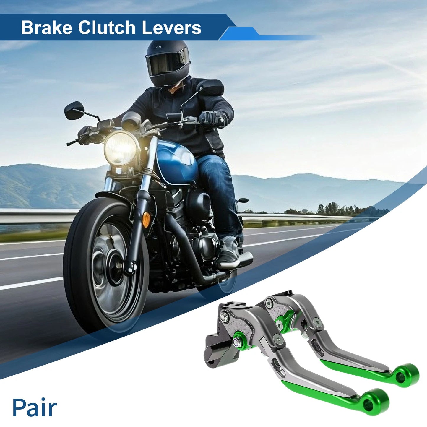 Adjustable Brake Clutch Levers for Kawasaki ER-5 (2005–2006) Titanium Green