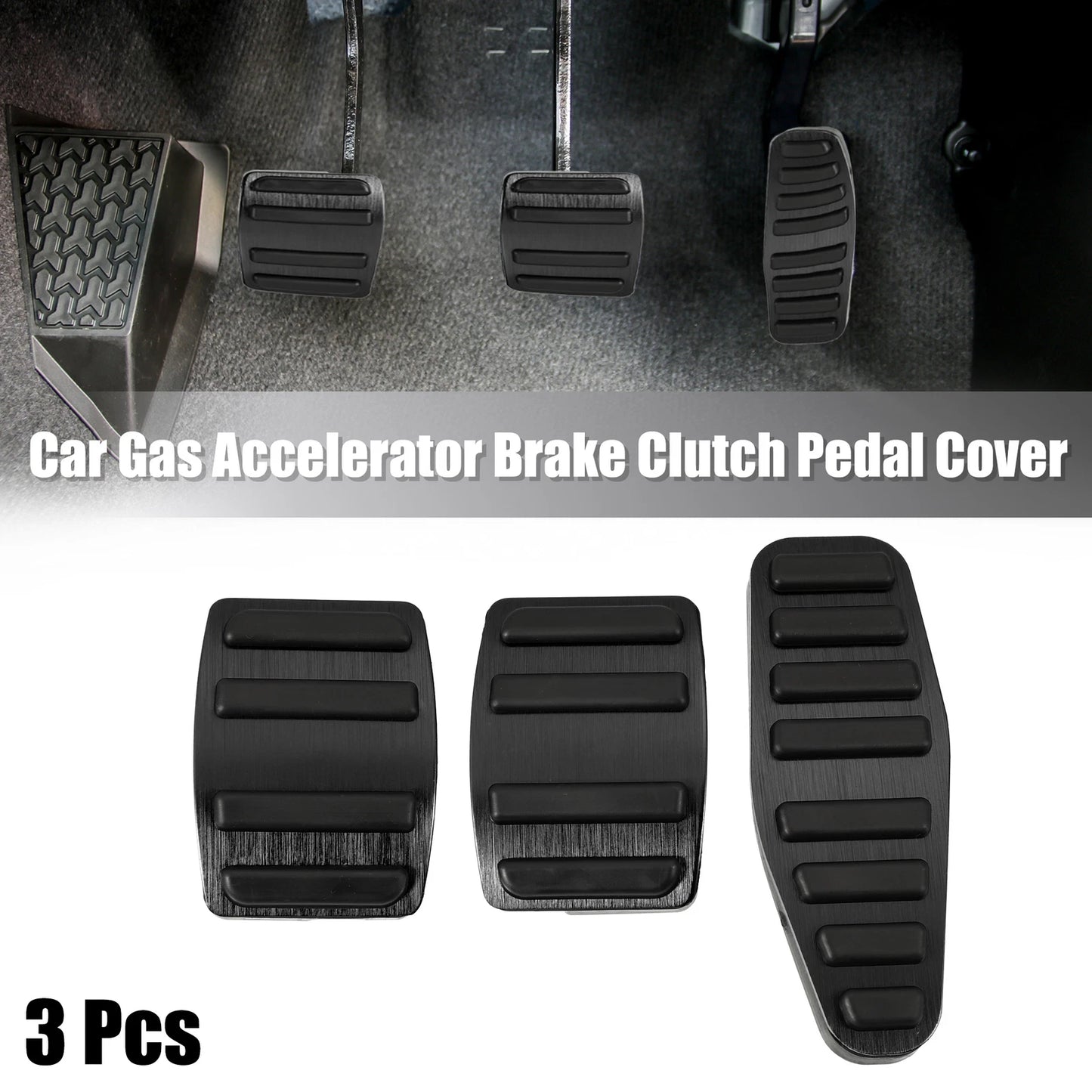3 Pcs Gas Brake Clutch Pedal Cover for Suzuki Jimny (2018–2023) Black