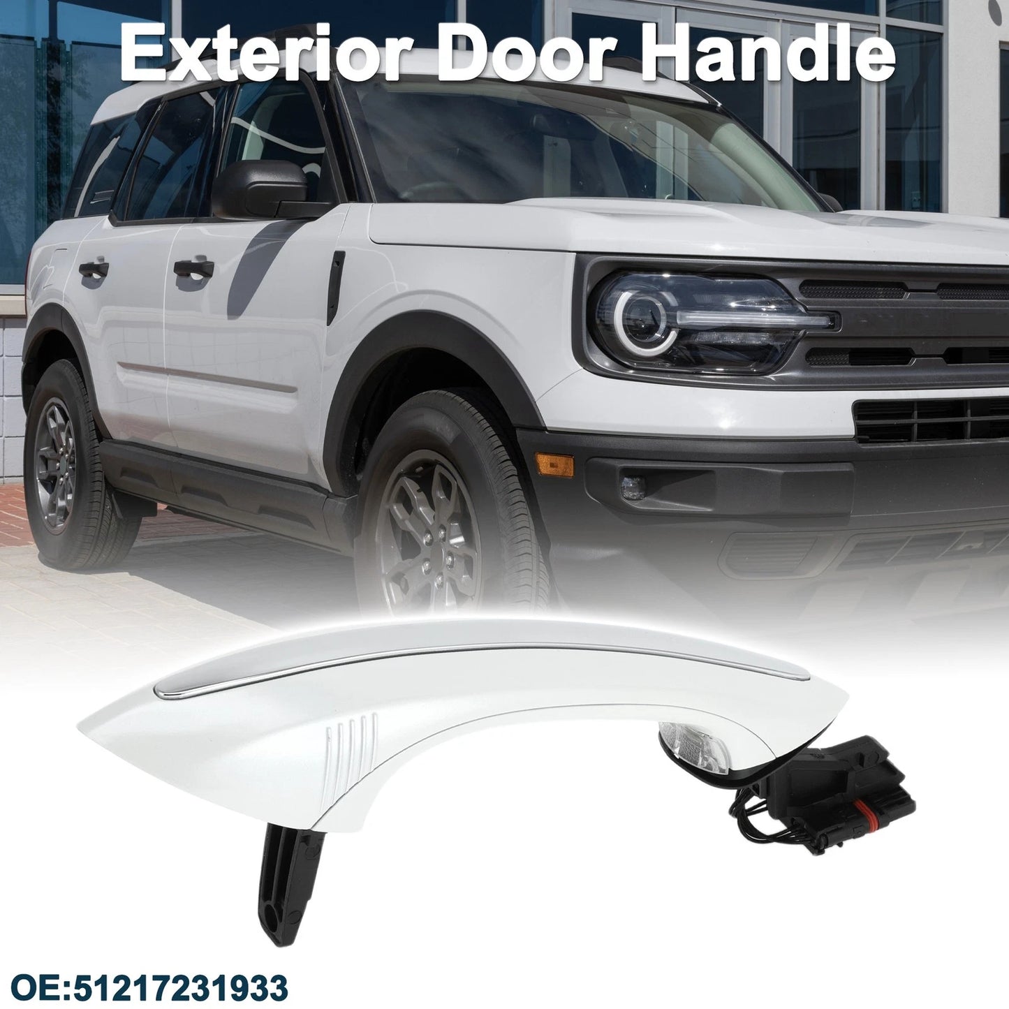 Rear Left Exterior Door Handle for BMW F07 F10 (2009–2017) No. 51217231933 White Silver Tone