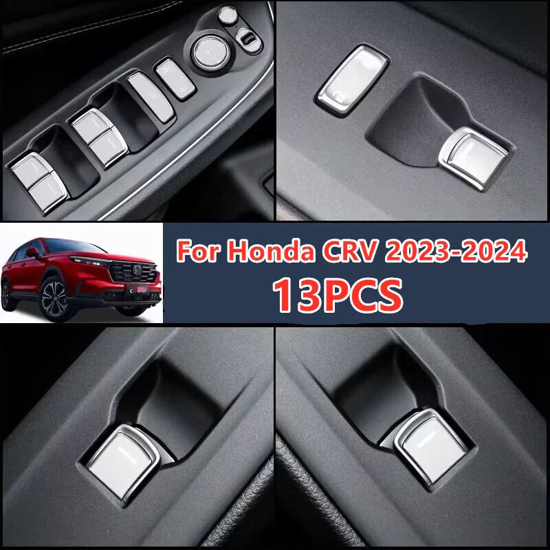 Silver Alloy Door Window Lift Adjustment Button Trim for Honda CRV (2023-2024)
