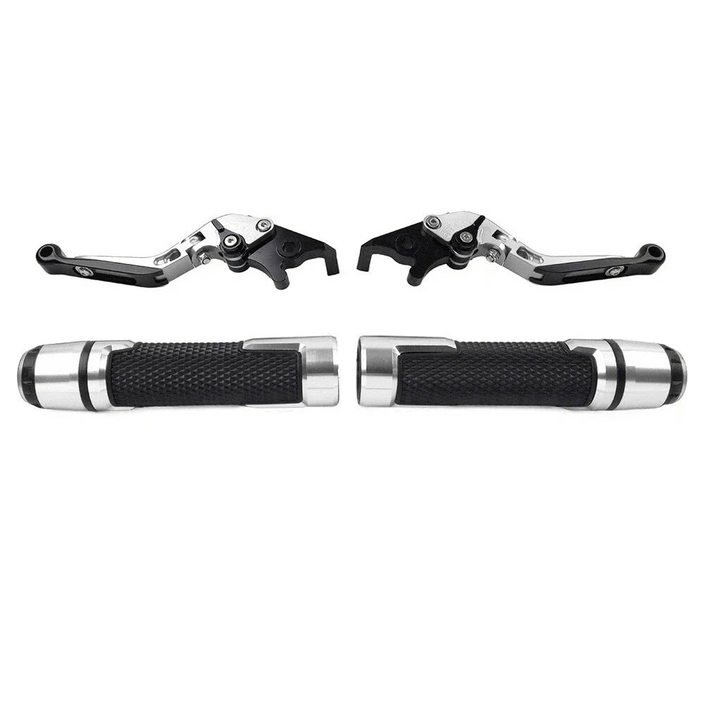 Silver Brake Clutch Lever Handlebar Grip Set for Yamaha MT-15, XSR155