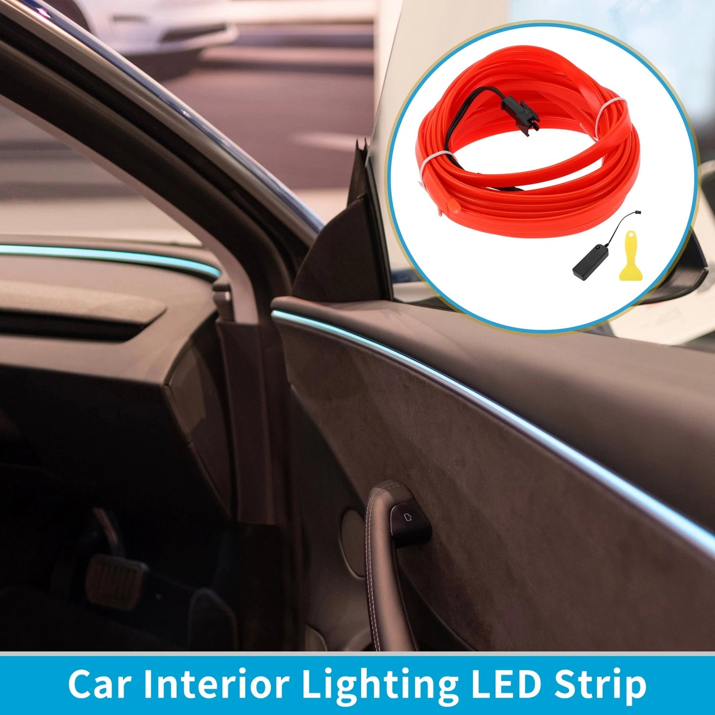 LED Strip Neon Wire Lighting for Car Interior (Battery Box 3V)