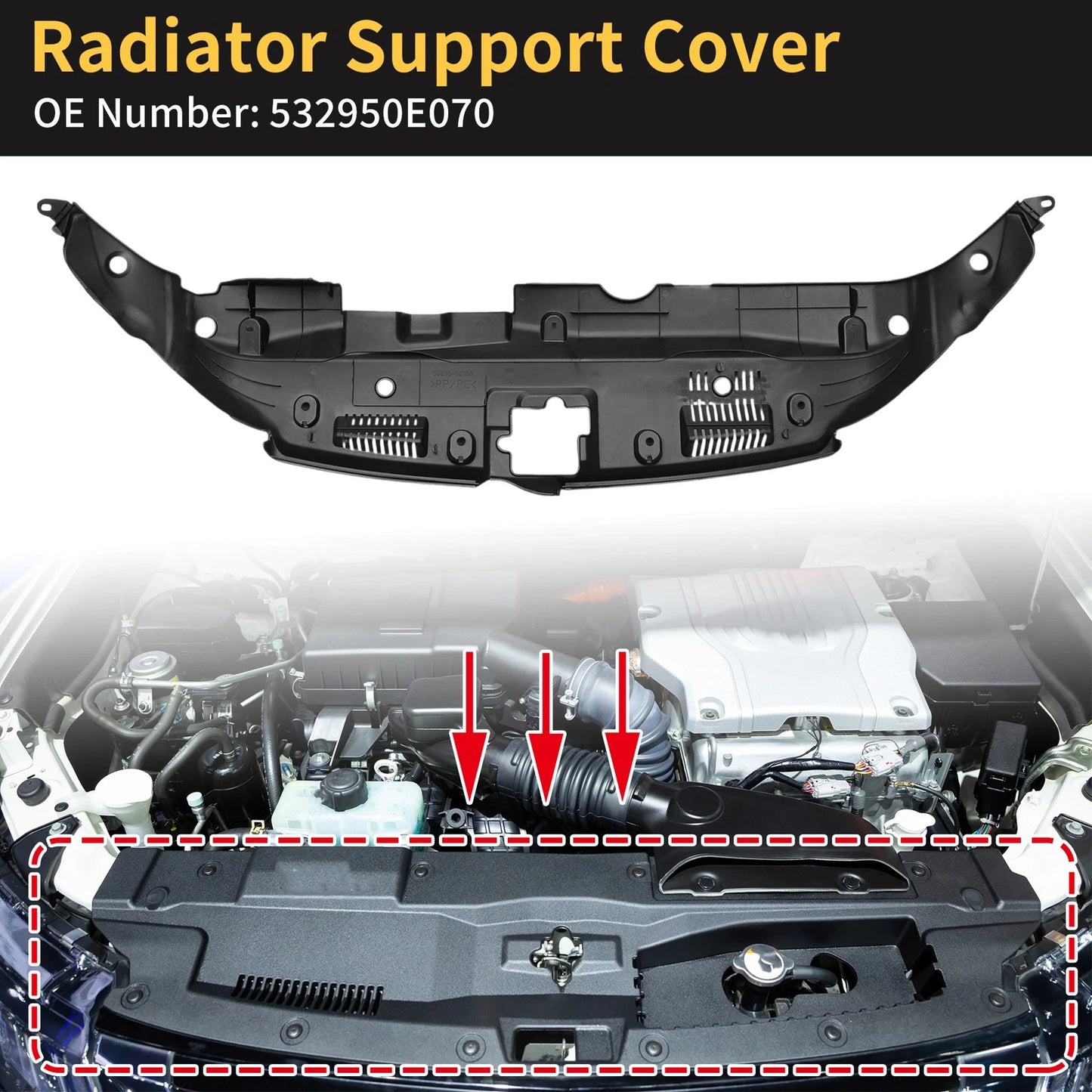 Radiator Support Cover for Toyota Highlander (2014–2019) No. 532950E070