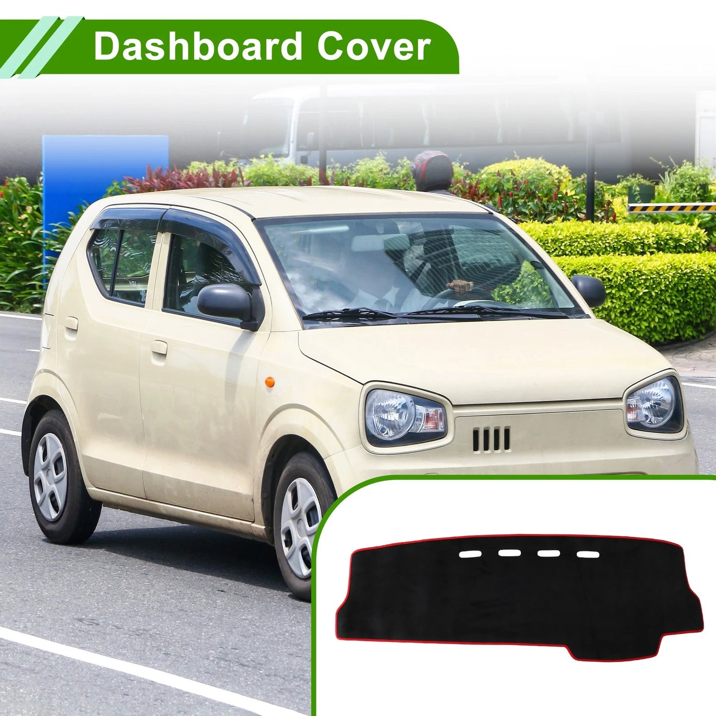 Dashboard Cover for Suzuki Alto (2019–2022) Black Red Trim Flannel