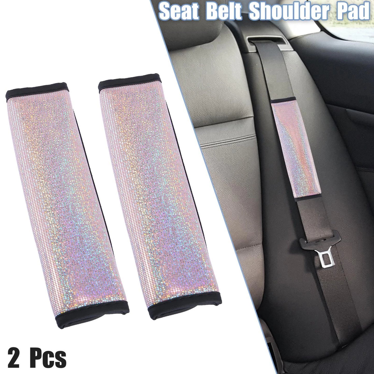2X Faux Leather Seat Belt Shoulder Pad Covers for Universal Vehicles (Pink)