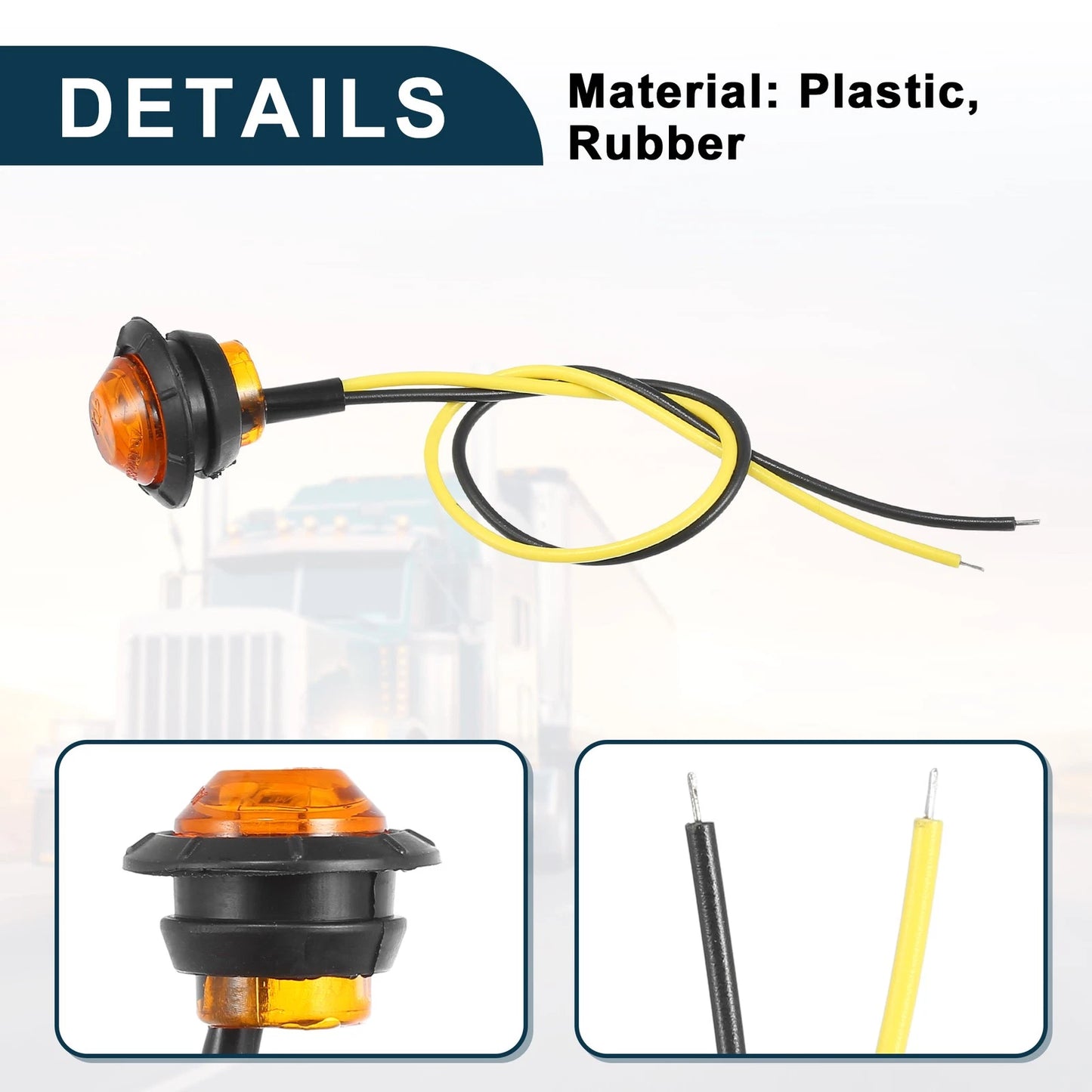 10X Universal LED Trailer Lights 24V Round Waterproof Marker Yellow