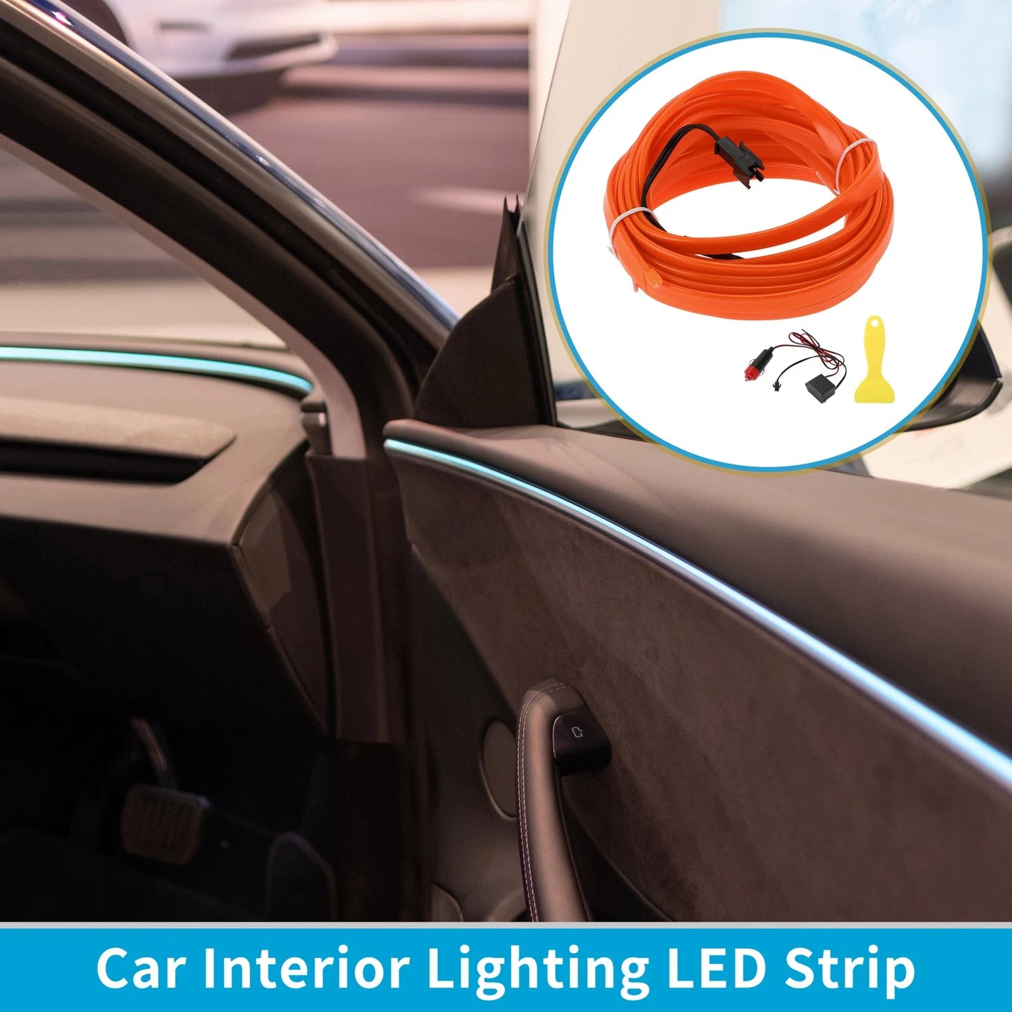LED Strip Neon Wire Lighting for Car (12V) - Orange
