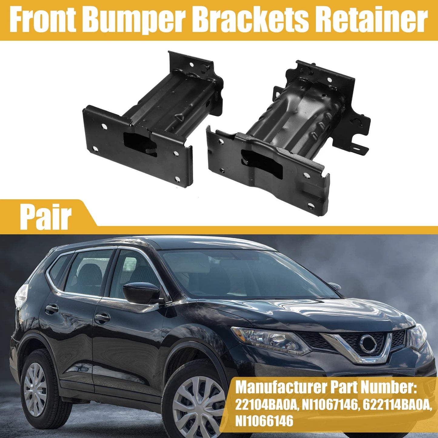 1 Pair Front Bumper Mounting Support Bracket for Nissan Rogue (2014–2019)