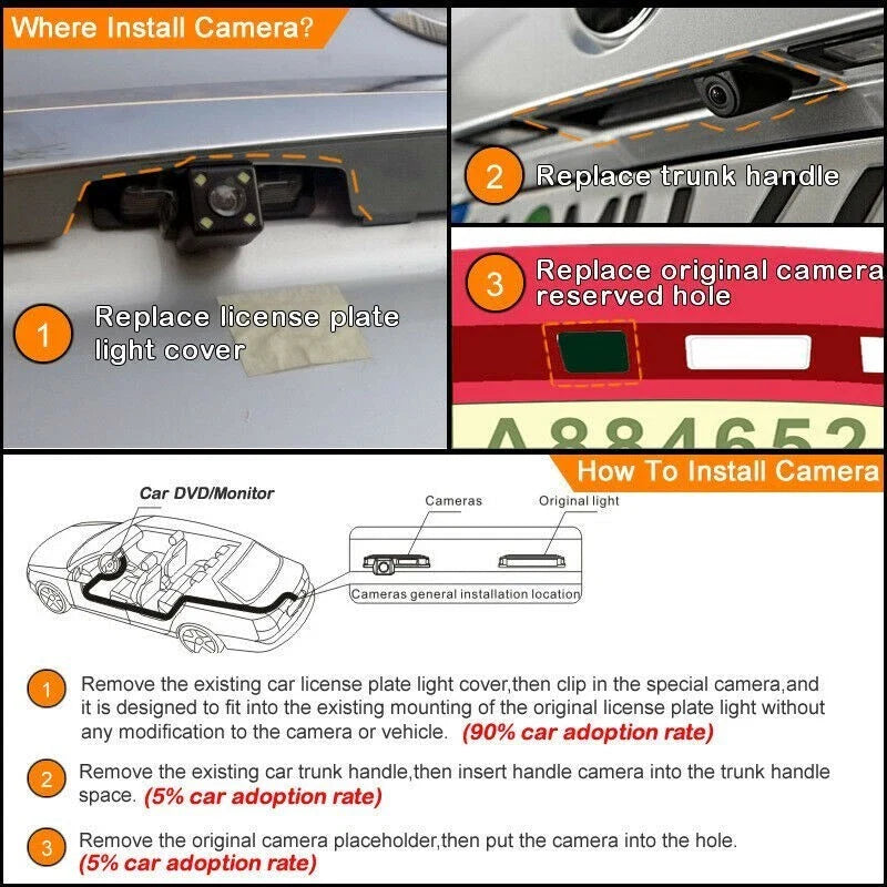 Reverse Rear View Backup Camera for VW Passat CC (2011–2012)