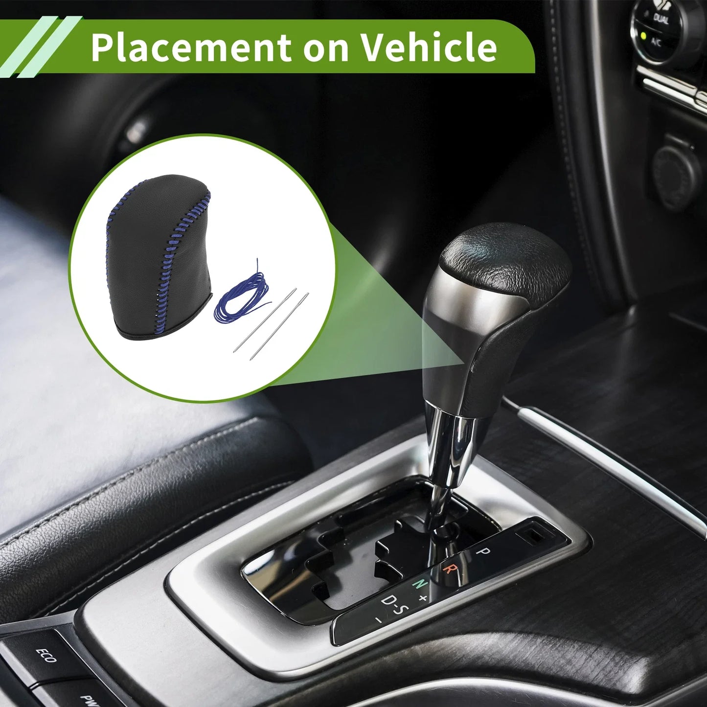Car Gear Shift Knob Cover for Dodge Journey 2011-2020 - Blue Faux Leather