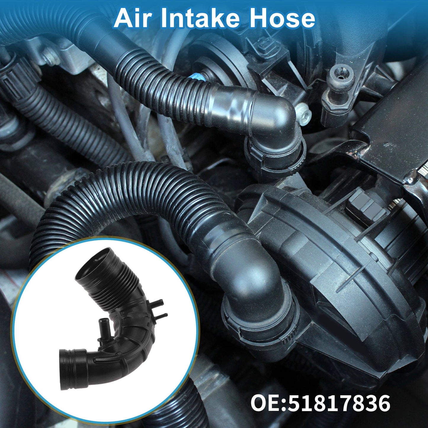 Engine Air Intake Hose for Fiat Abarth 500 1.4 Turbo (2008–2019) No. 51817836