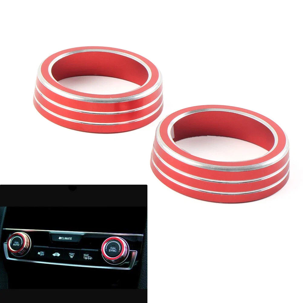 AC Climate Switch Knob Ring Cover Trim for Honda Civic 2016-2021 Red