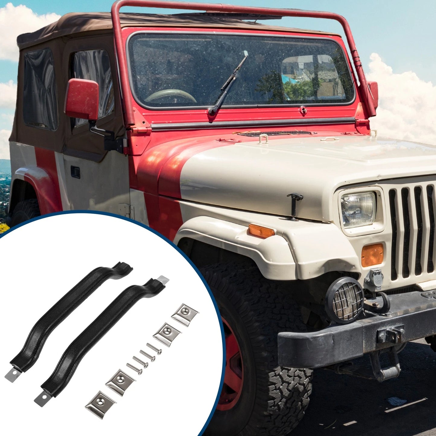 Set of 2 Front Left Right Side Interior Door Handle Pull Straps for Jeep Wrangler