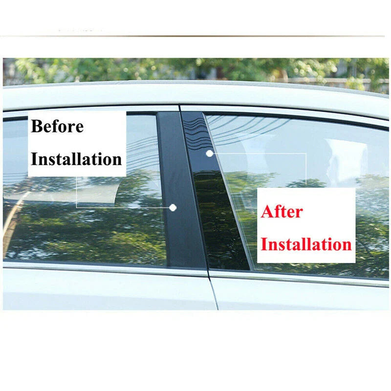 Door Window Pillar Post Cover Trim / Glossy Black / Honda Fit Jazz GK5 (2014–2019)