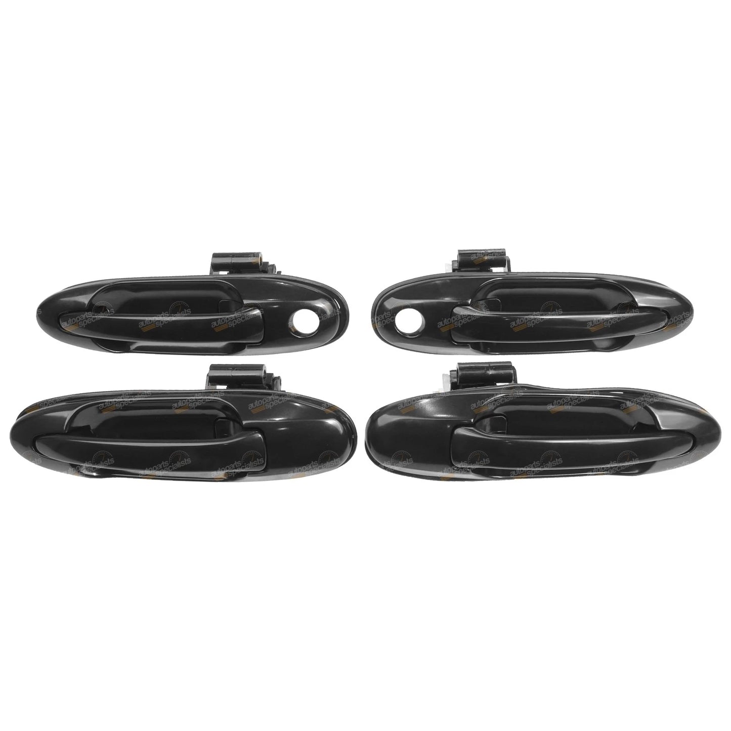 Set of 4 Black Front & Rear Outer Door Handles for Toyota Landcruiser (1998–2007)