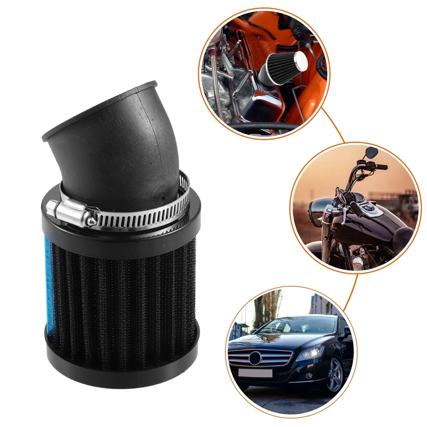Universal 28mm-48mm Air Filters for Honda Motorcycle - Black