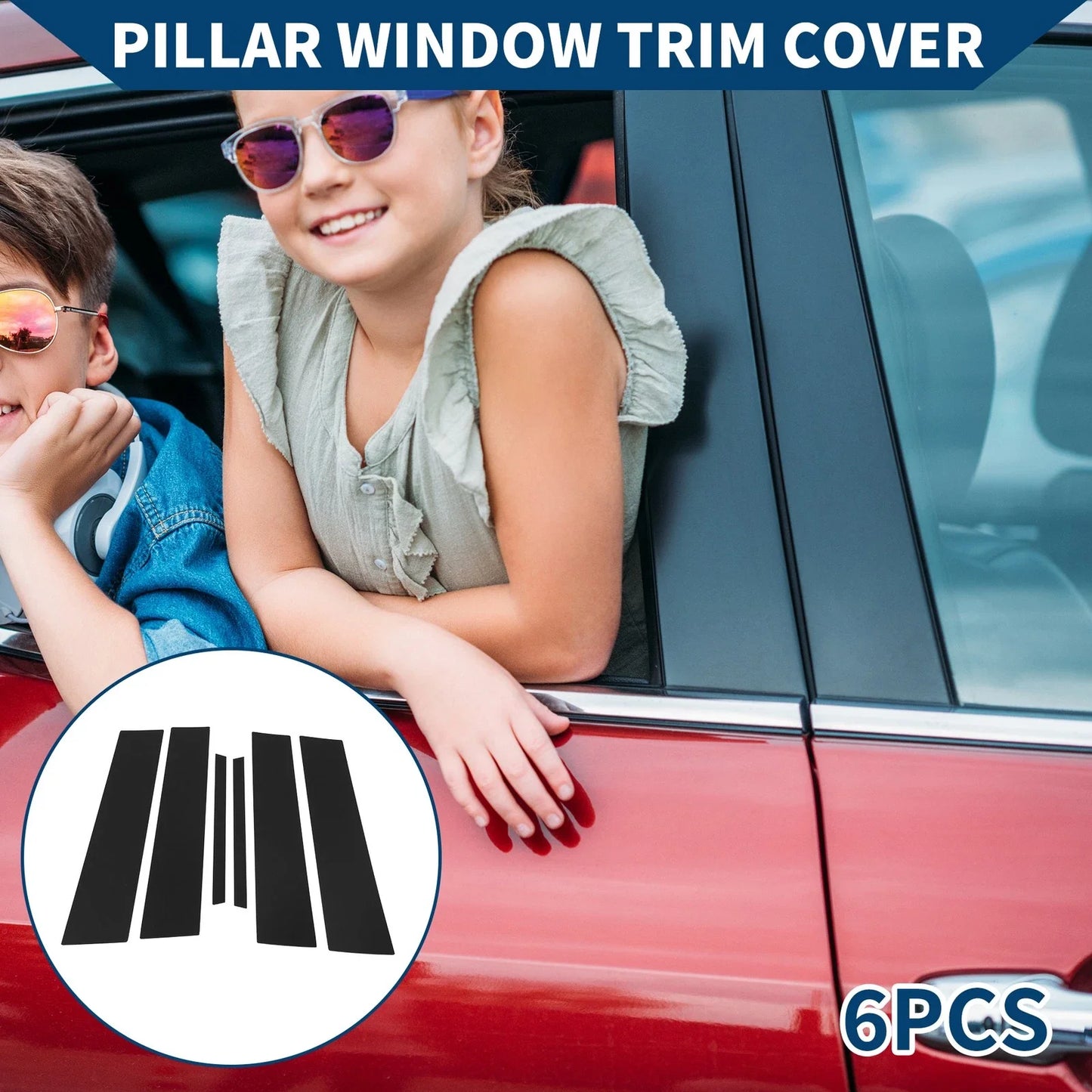 6 Pcs Black Door Pillar Window Trim for Honda City (2022-2024)