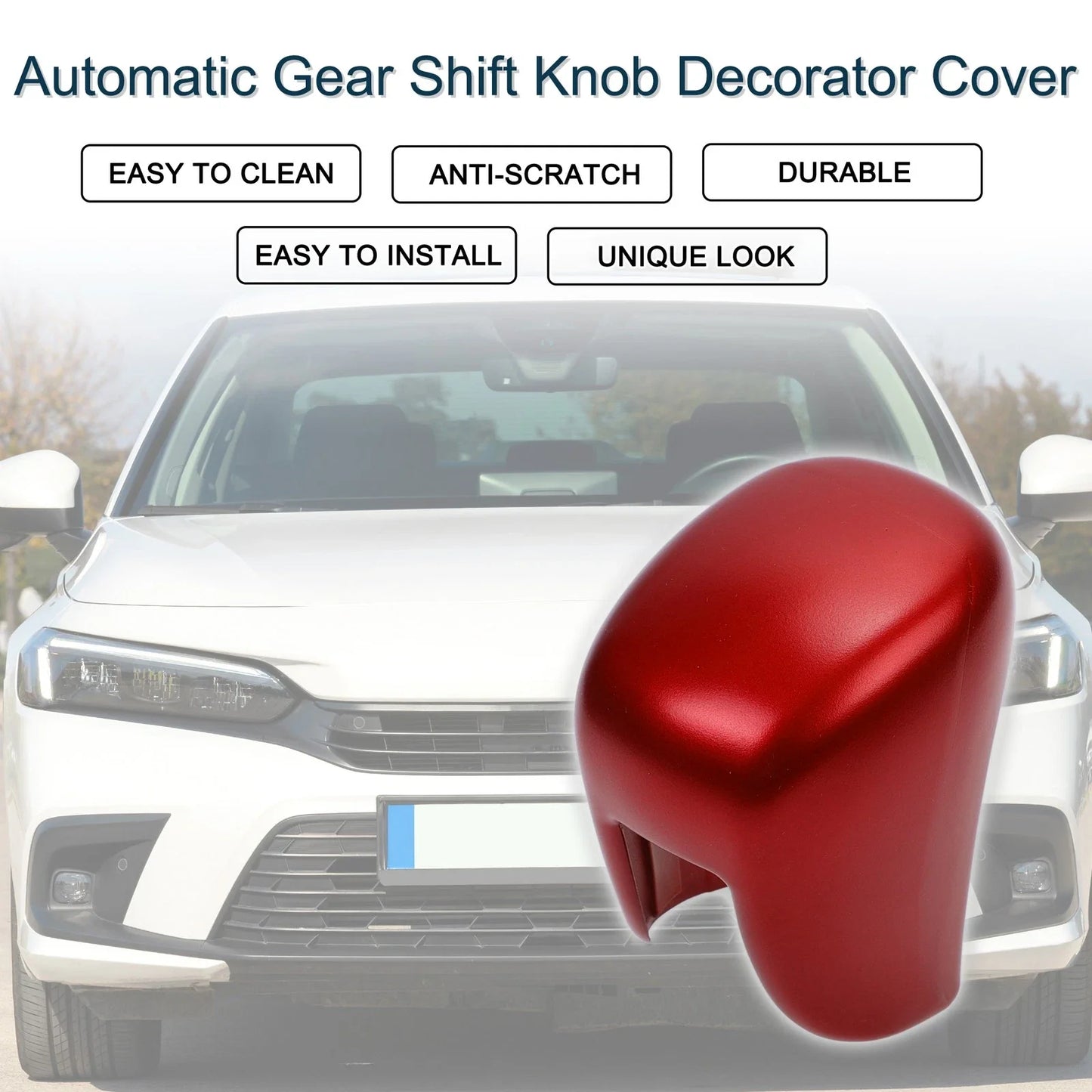 Automatic Gear Shift Knob Cover for Honda Civic 2022-2025 Red Decorator