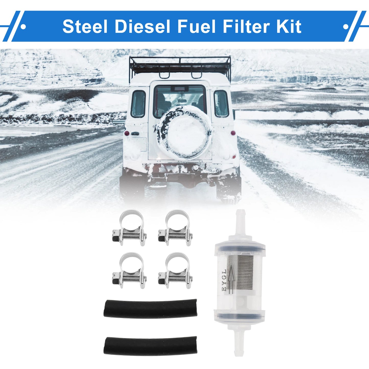 Fuel Filter Kit with Clamps and Hoses for Diesel Trucks