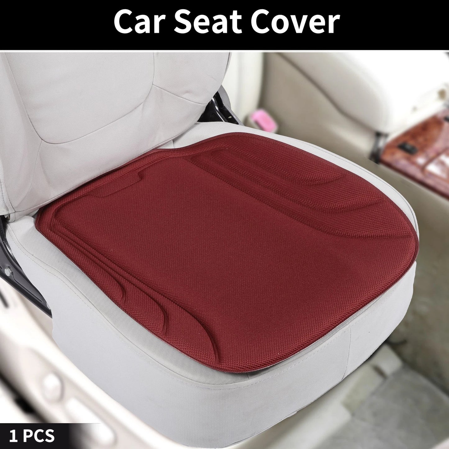 Car Bottom Seat Pad Cover for Universal Fit (Red Seaweed Fiber Latex)