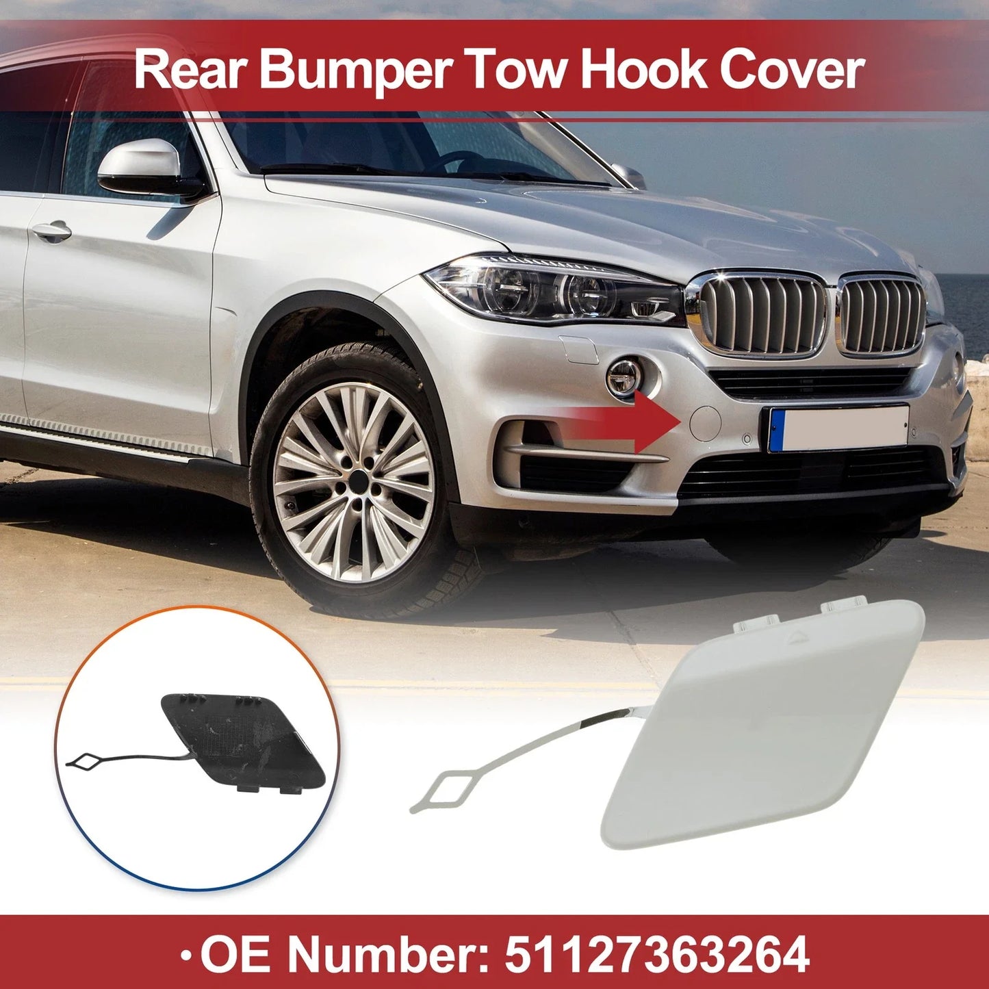 1 Pcs Rear Tow Hook Cover for BMW 428i White (2014 - 2016)