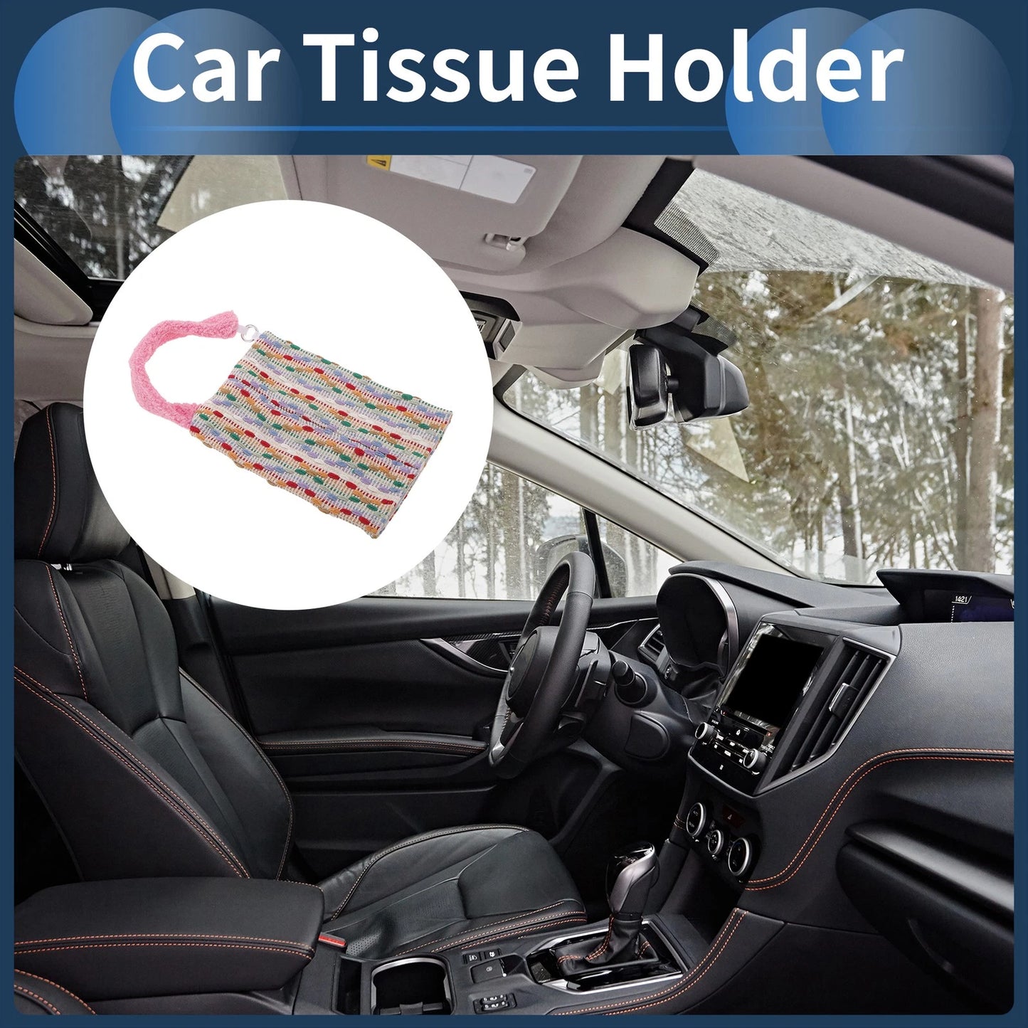 Tissue Holder for Car - Jacquard Woven Plush Pink (10.24"x6.69"x1.18")
