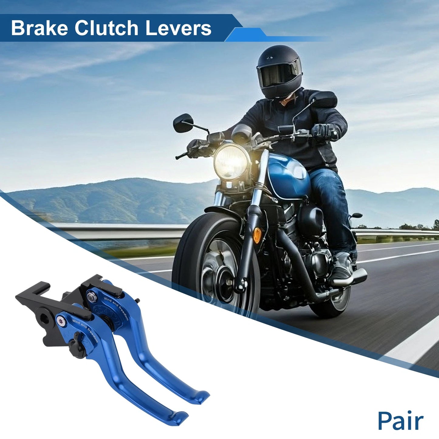 Adjustable Short Brake Clutch Lever Set for Honda Monkey 125 (2019–2024) Blue