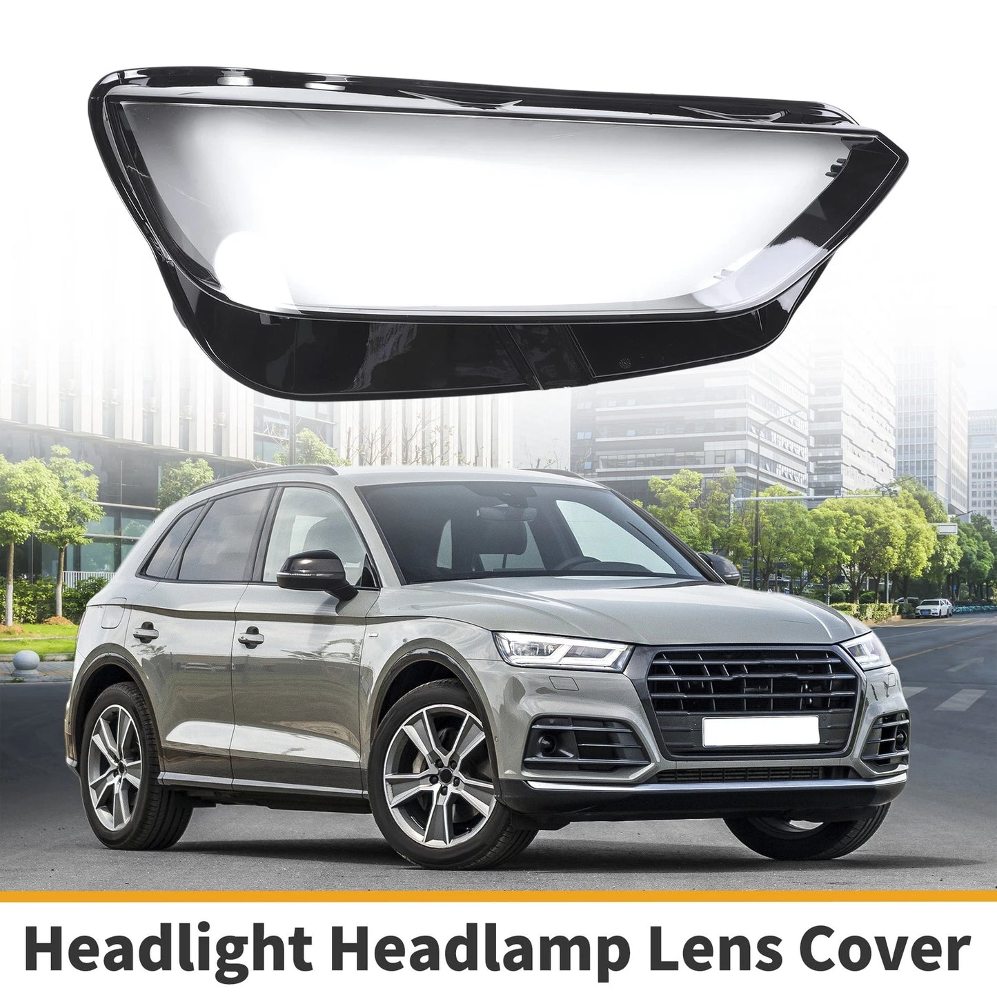 1 Pc Headlight Lens Cover for Audi Q5 (2021–2022) Clear Black