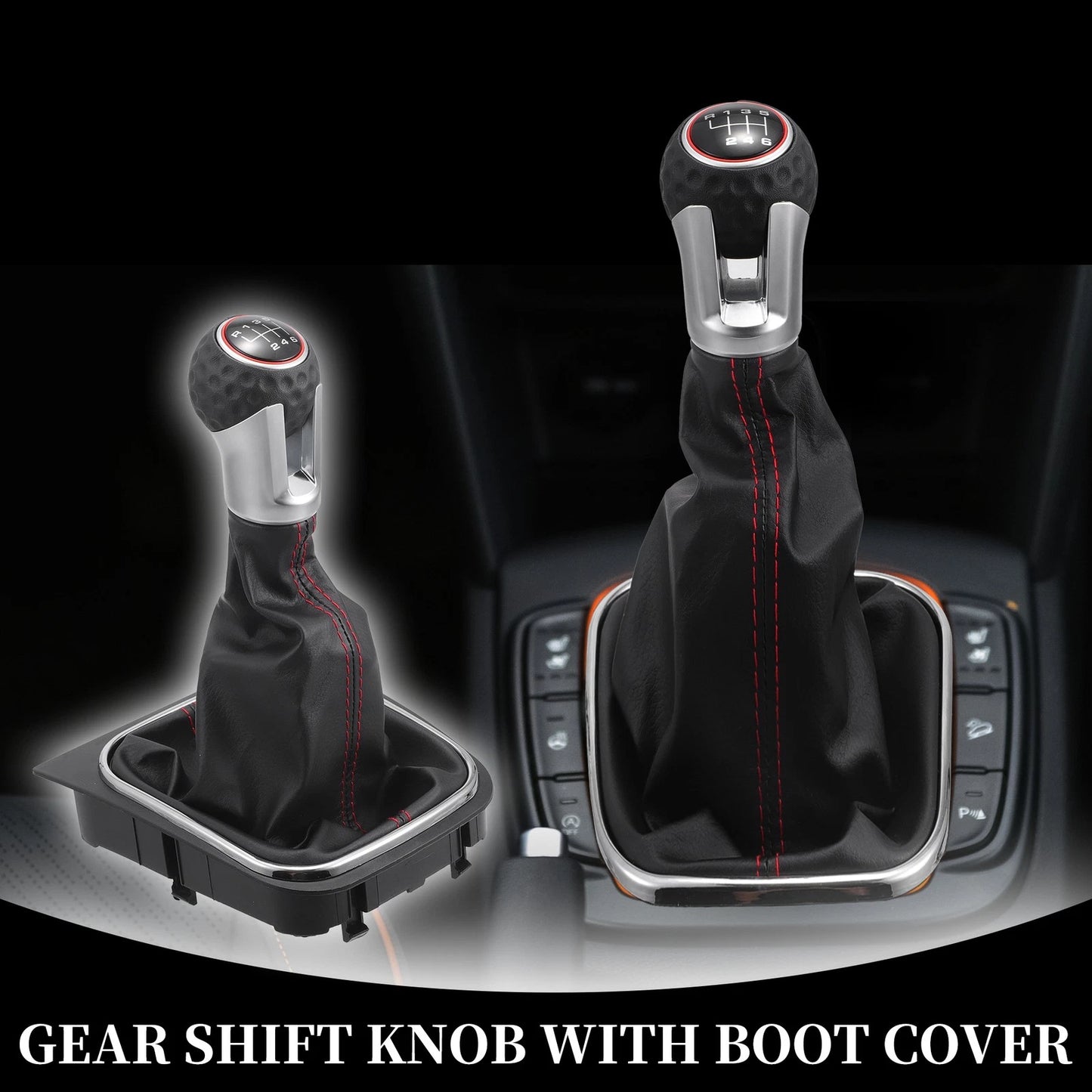 6 Speed Manual Shift Knob with Boot Cover for VW Golf 5 (2003–2008) Faux Leather