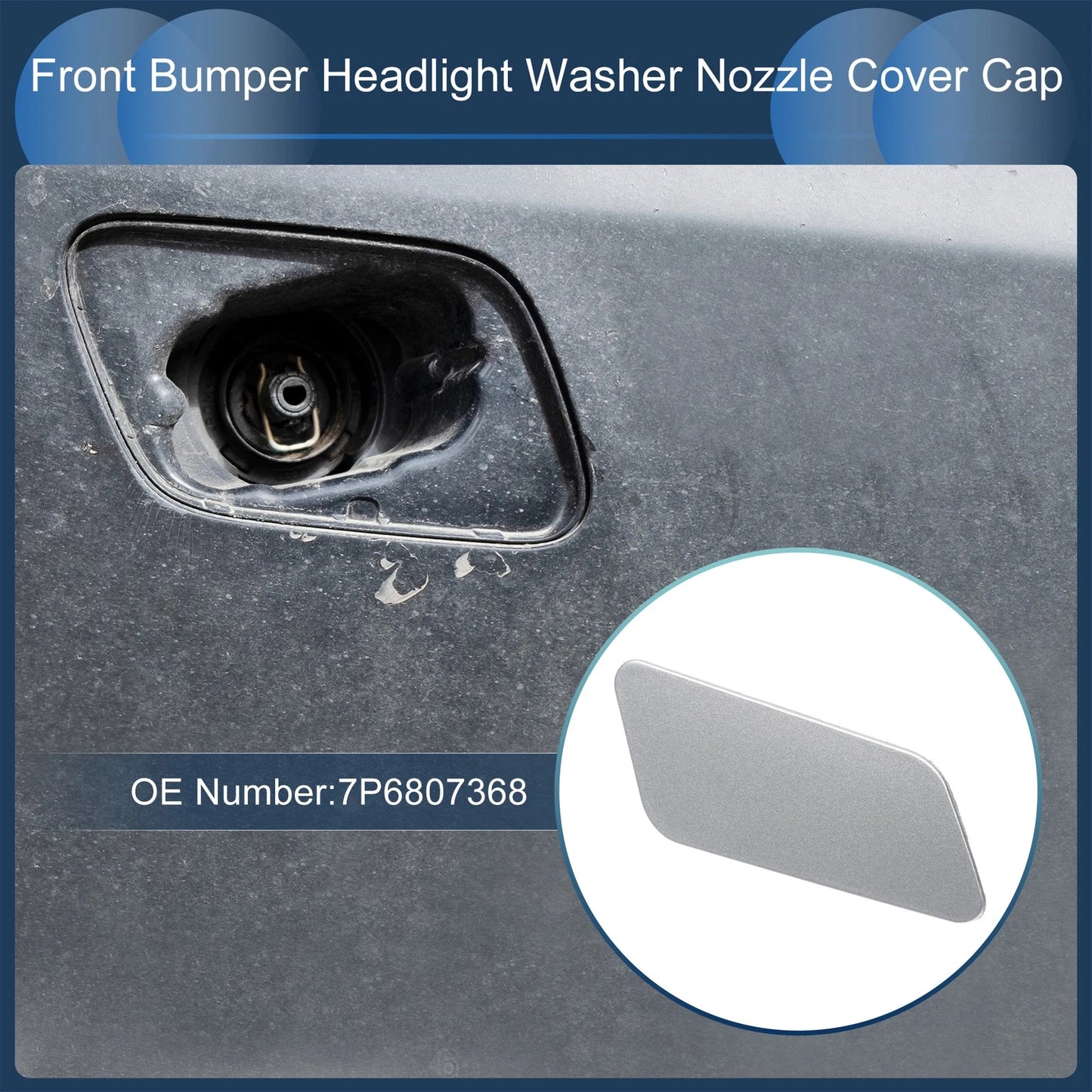 Front Right Washer Nozzle Cover Cap for Volkswagen Touareg (2011–2014) Silver Tone