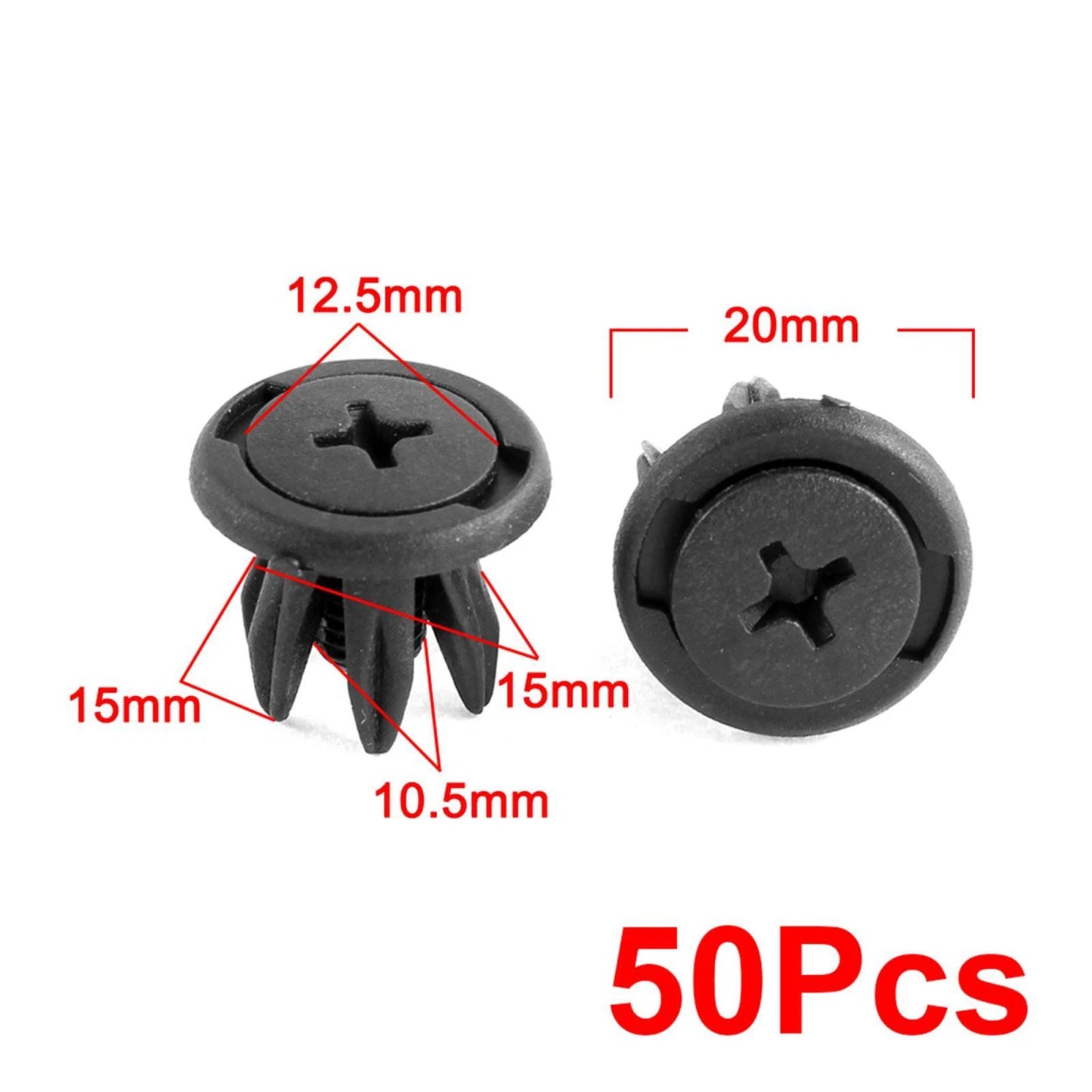 50 Pcs 10mm Push Screw Rivets Clips for Car Door Panel