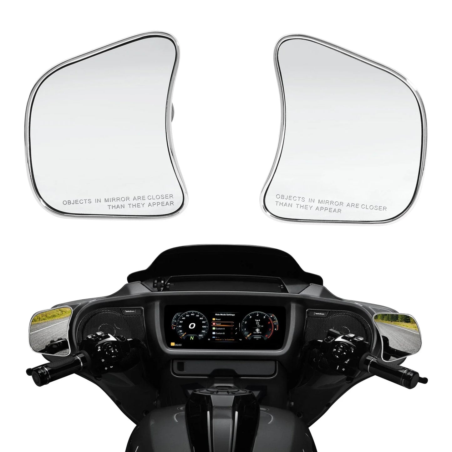 Inner Fairing Mount Mirrors for Harley CVO Street Glide (2023-2025) Chrome