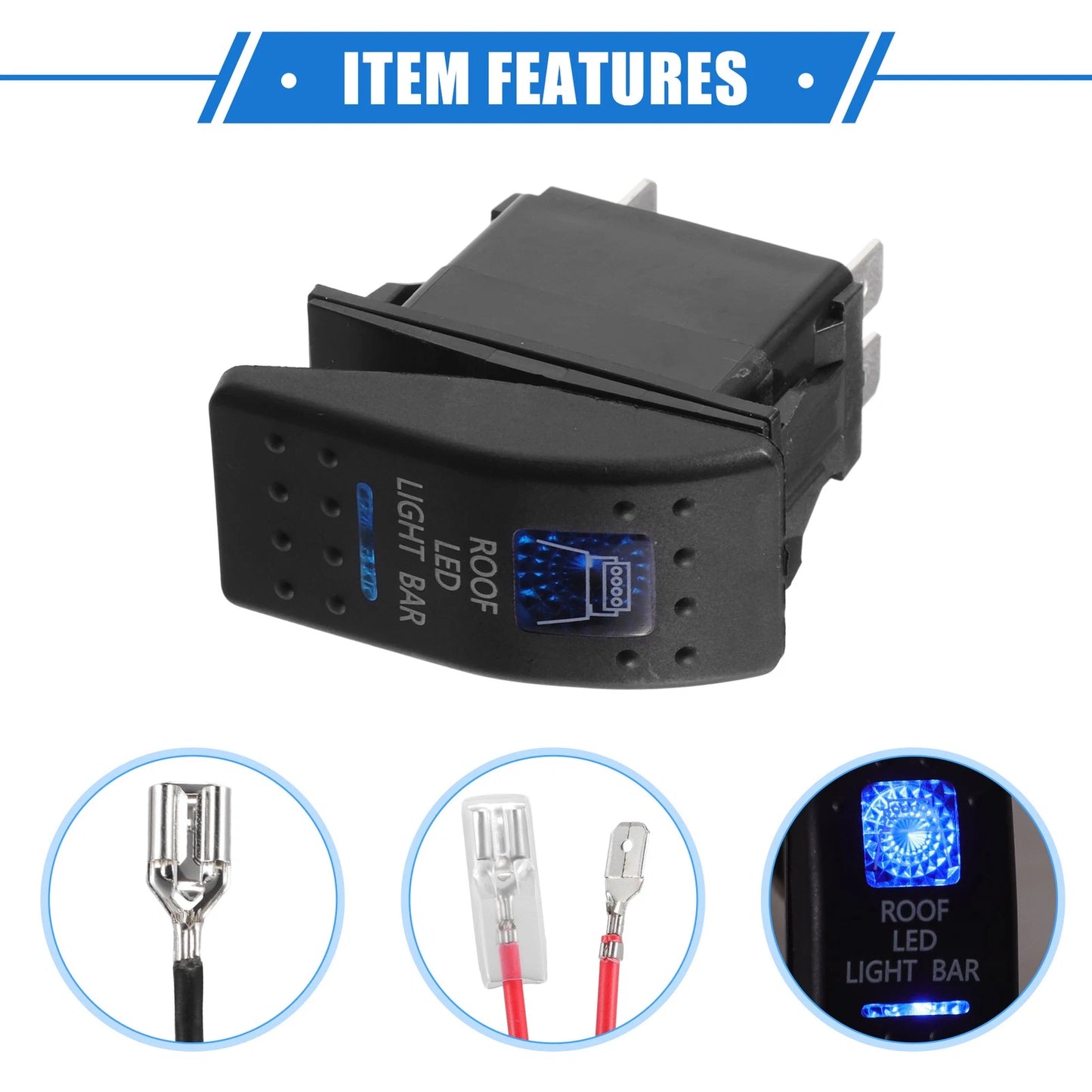 5 Pin LED Rocker Switch Kit for Car Interior Roof Light Bar (12V/24V)