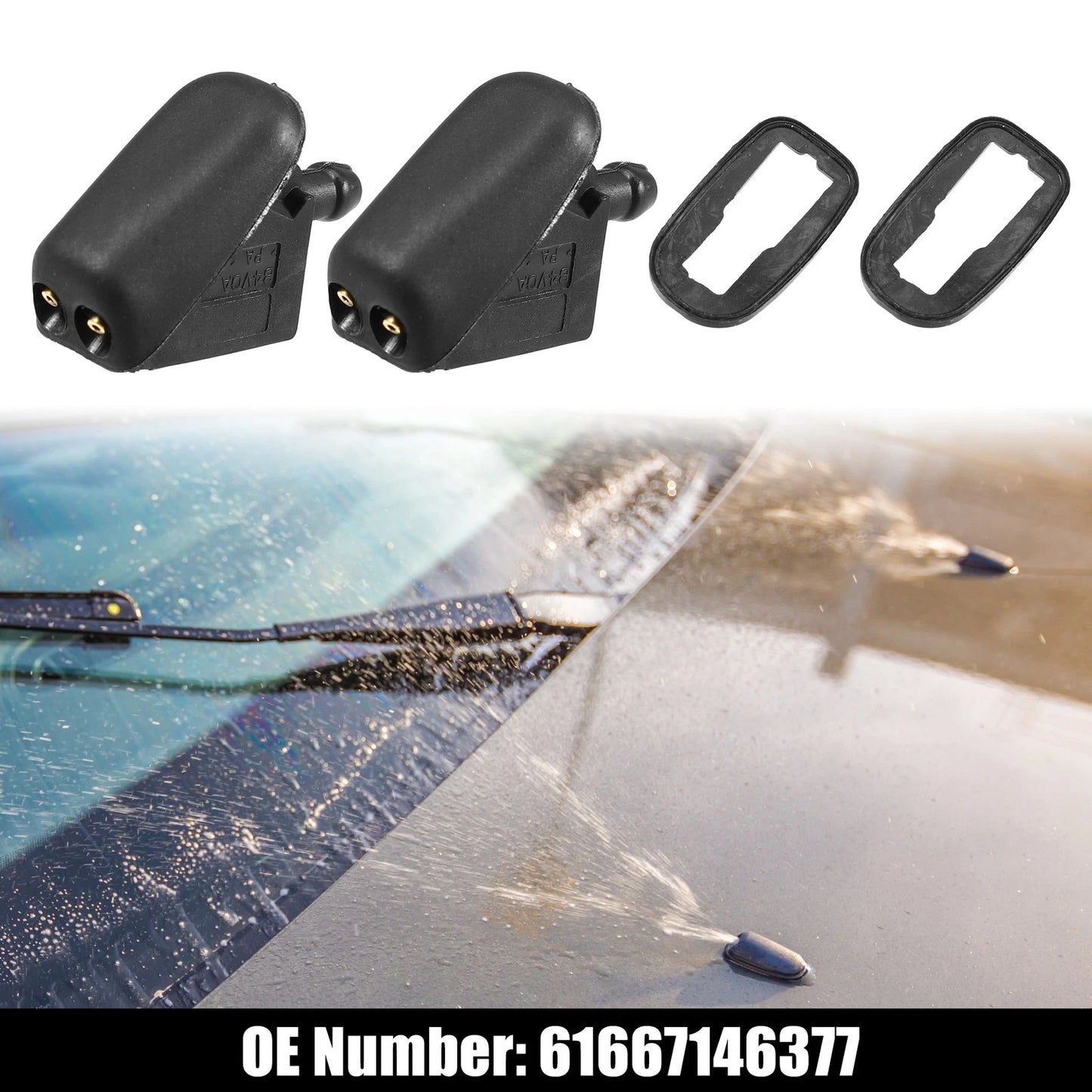 2X Front Windshield Wiper Washer Nozzle Spray Jet for Mini Cooper (2002–2021)