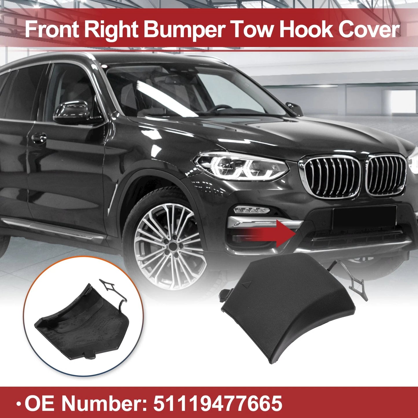 Tow Hook Cover Cap for BMW X3 G01 G08 (2018–2023) No.51119477665