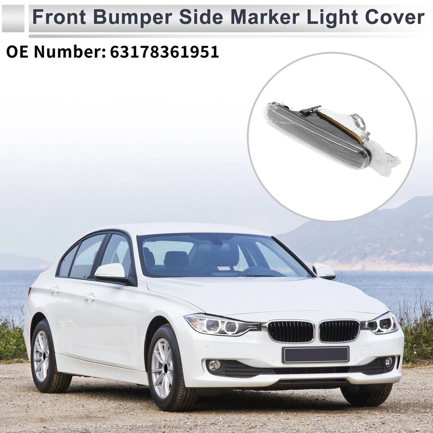 Left Front Bumper Side Marker Light Cover for BMW 3 Series