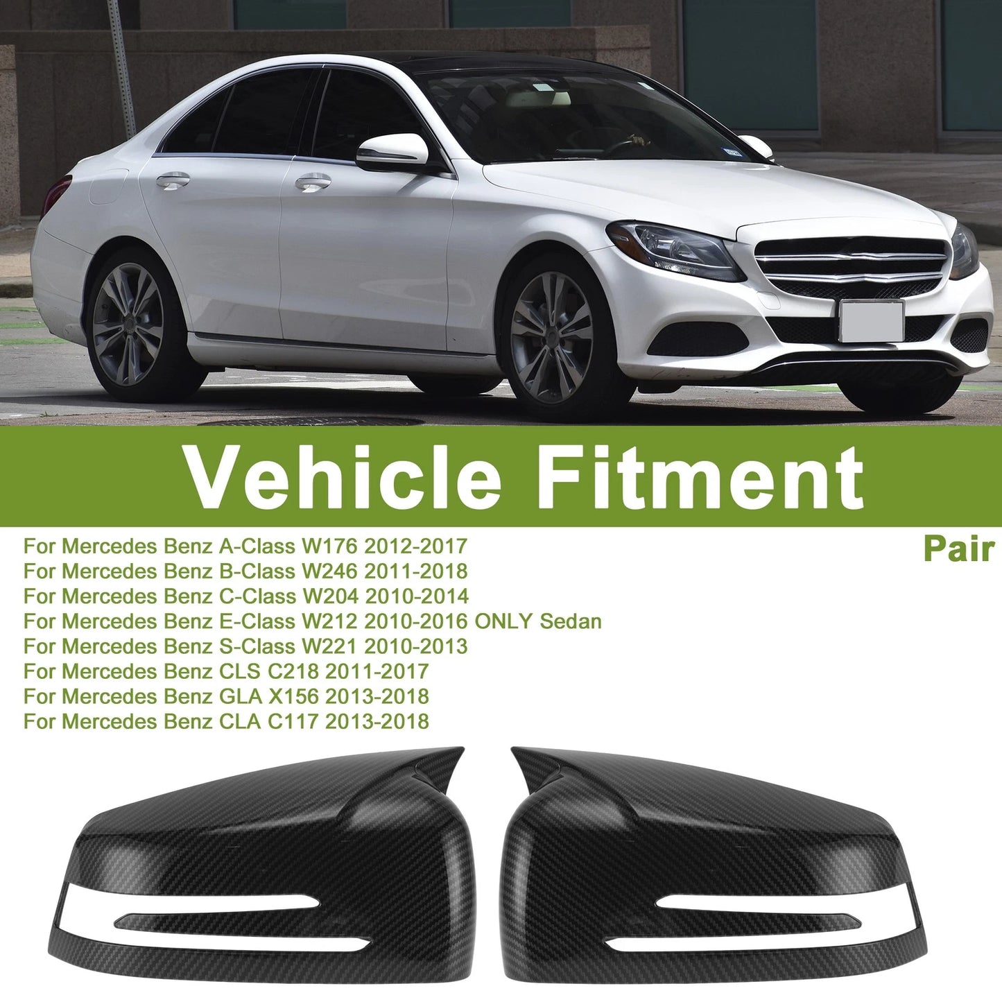 1 Pair Mirror Cover Cap for Mercedes-Benz A-Class W176 (2012–2017)