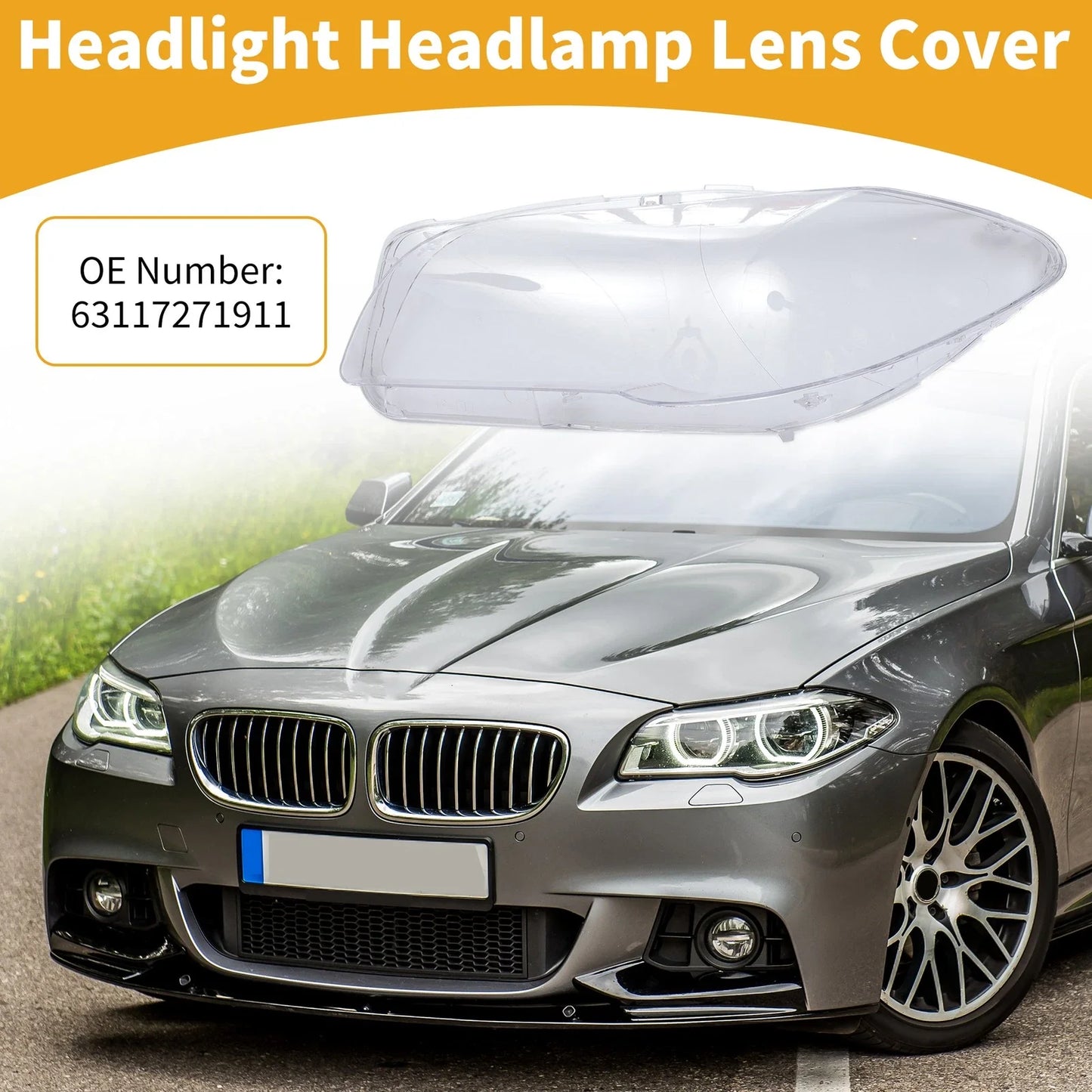1 x Car Front Left Headlight Lens Cover for BMW 528i (2011-2011)