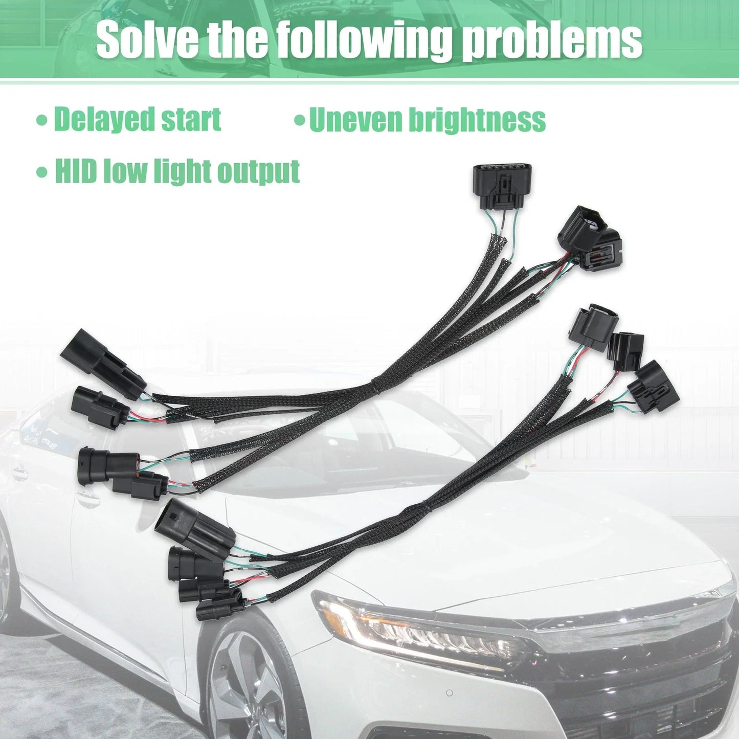 2 x Headlight Adapter Wires for Honda Accord Sedan Halogen to Touring LED (2016-2017)