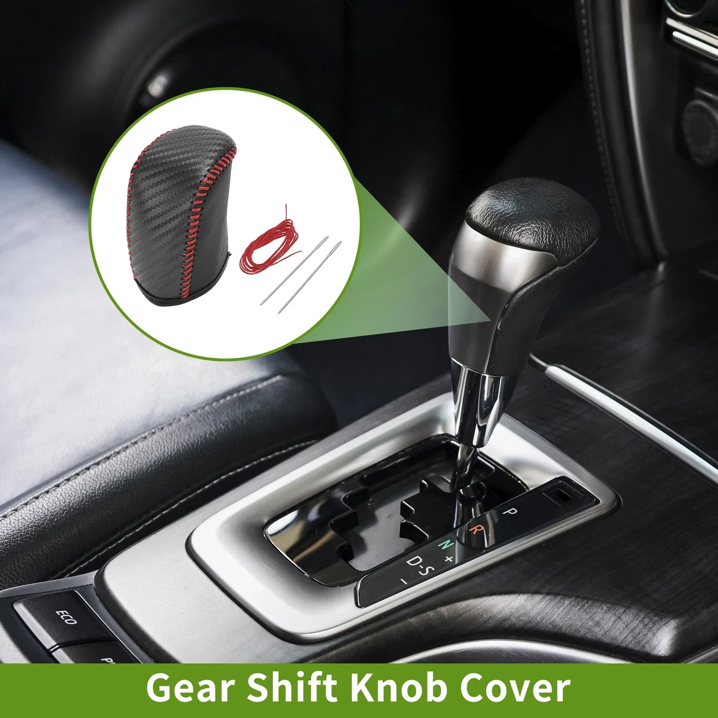 Gear Shift Knob Cover for Dodge Journey 2011-2020 Black Carbon Fiber Red