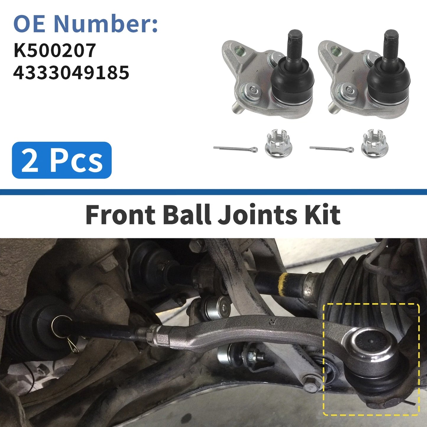 2X Front Lower Ball Joints for Toyota Prius (2010–2015) No.K500207/4333049185