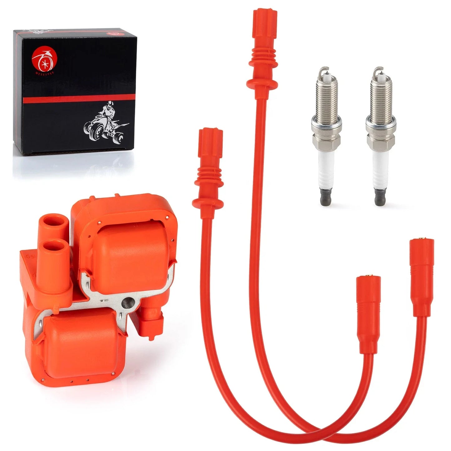 Ignition Coil and Spark Plug w/Wire Cap for Polaris Scrambler 1000 (2014–2024)