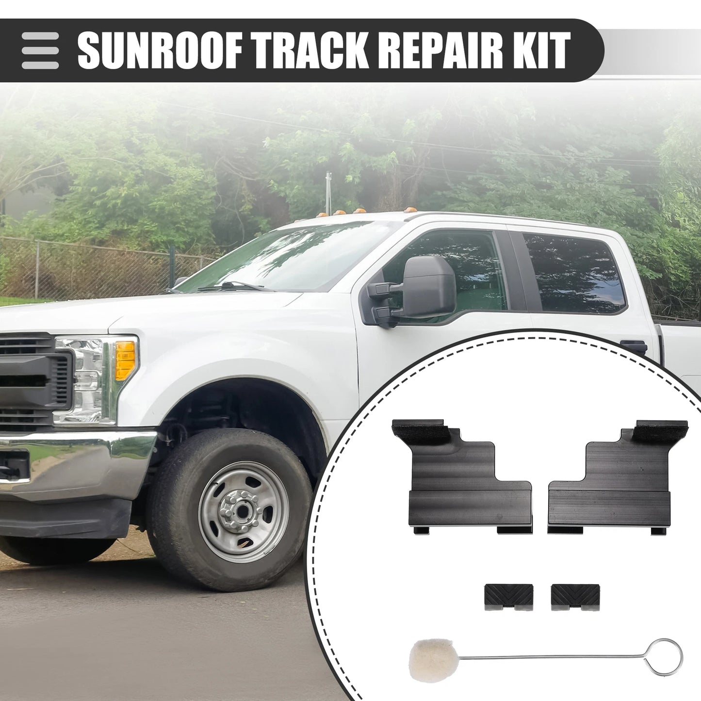 Sunroof Track Repair Kit for Ford Edge (2007–2014) Aluminum Alloy Black