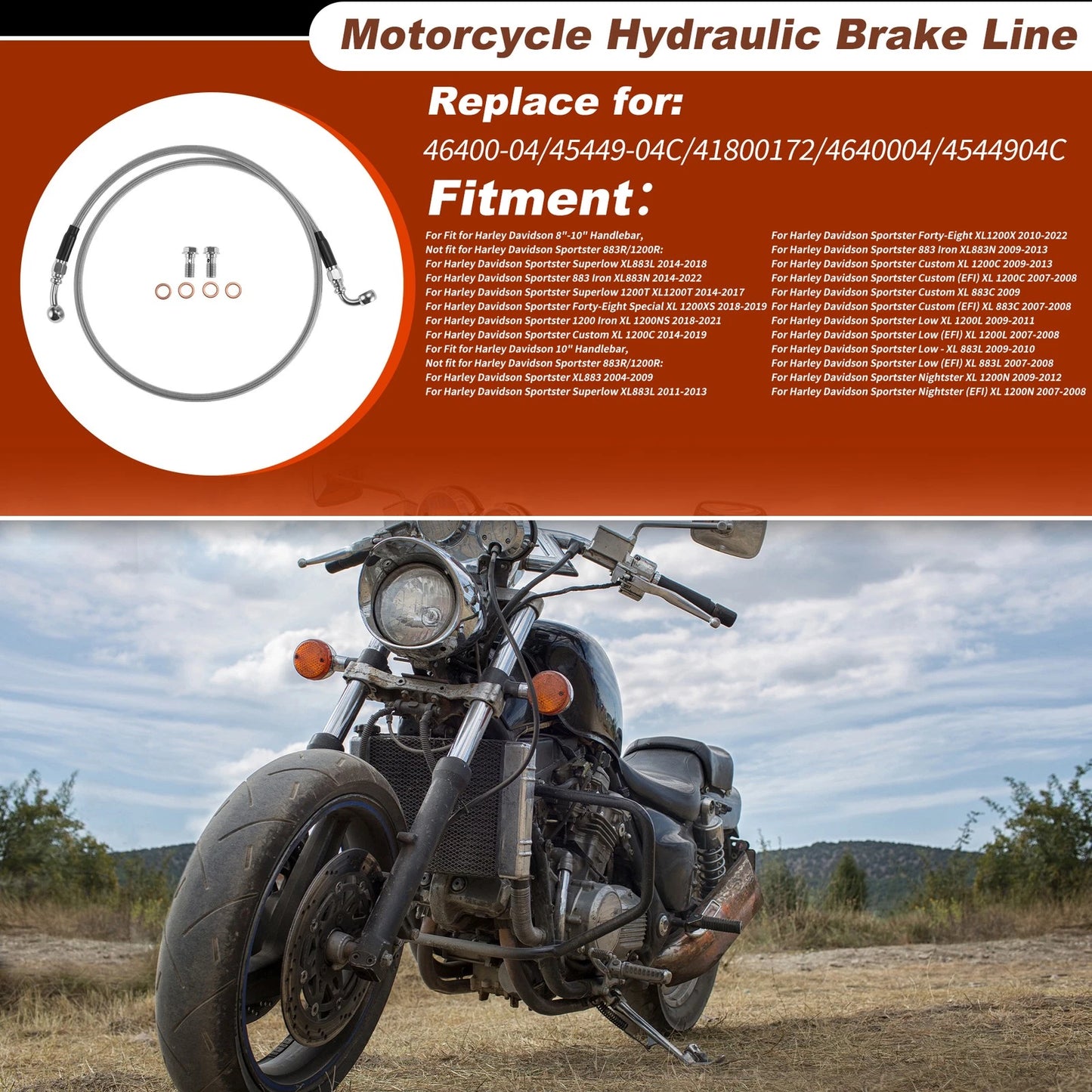 44" Brake Hose Oil Line for Harley Davidson (No. 46400-04)